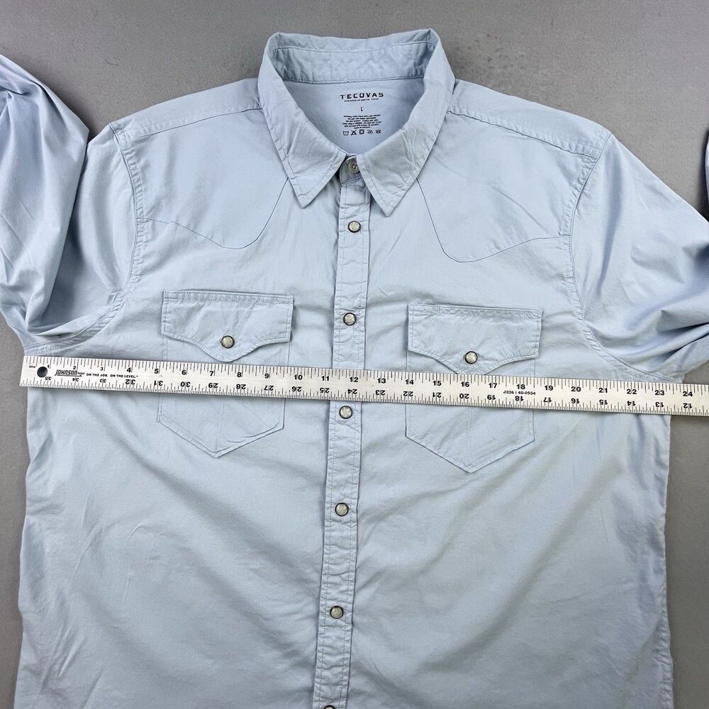 Tecovas Performance Shirt Men’s L Blue Western Pearl Snap Long Sleeve Modern - Picture 8 of 10